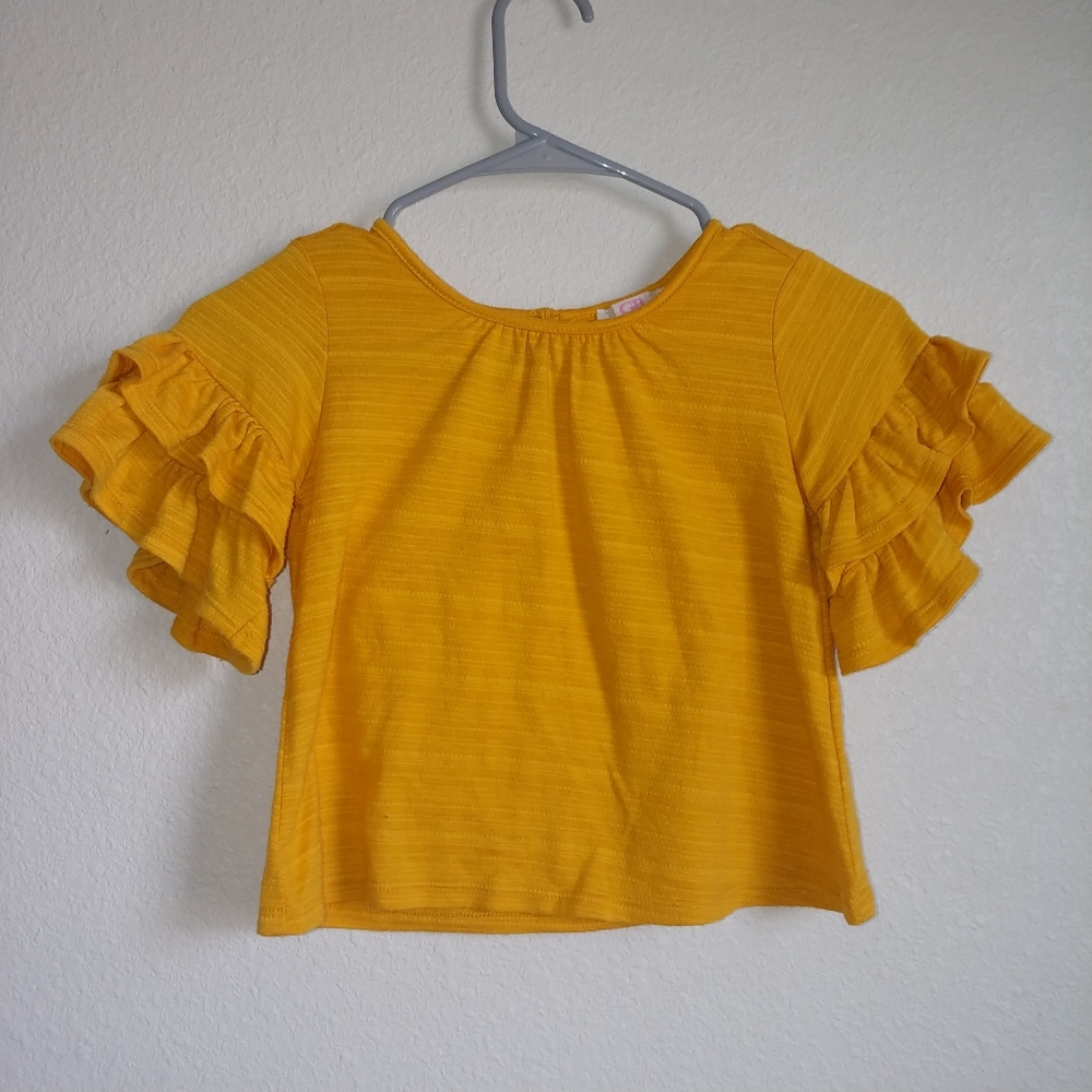 Gb girls double ruffle  sleeve blouse mustard